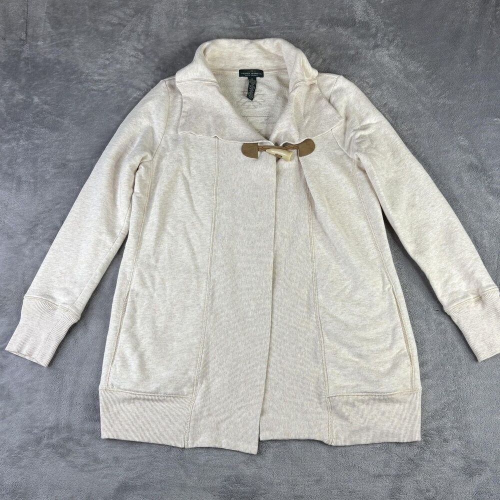 LRL Lauren Jeans Co Ralph Lauren Sweater‎ Womens XS Beige Toggle Cardigan Ribbed